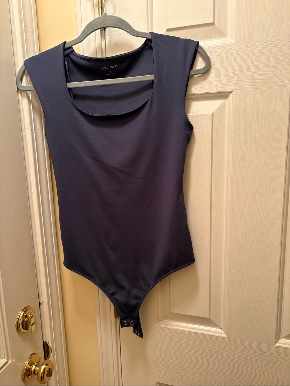 Nine West Dark Navy Sleeveless Scoop Bodysuit